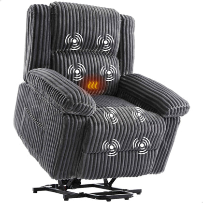 Power Lift Recliner Chair - Heat and Massage, Electric Lift Plush Recliner with Soft Padded Seat, Back Support &