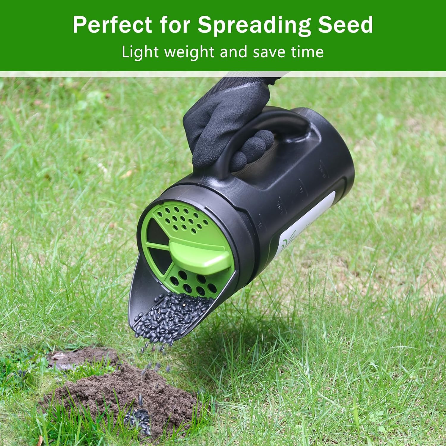 Hand held Spreader, Seed Spreader for Ice Melt, Grass Seed, Fertilizer Lawn and Garden. Multiple Adjustable Opening