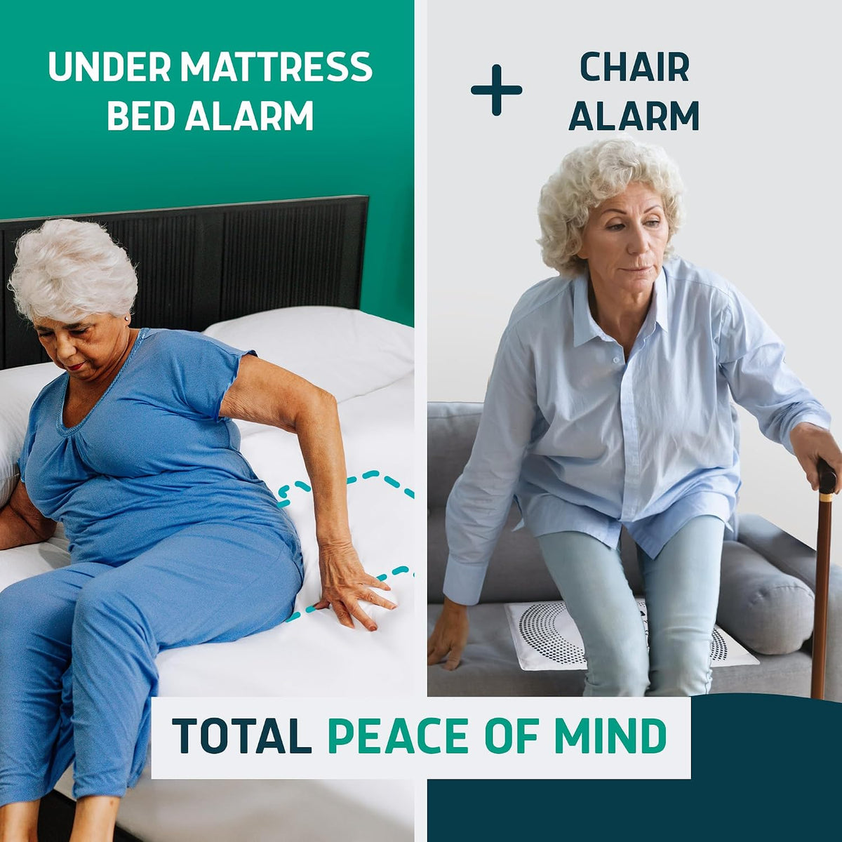 Under Mattress Bed & Chair Alarm Set - Invisible & Wireless Pad