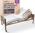 Full Electric Hospital Bed Package for Home Use and Seniors - with Foam Mattress, Half Rails - Multi Function