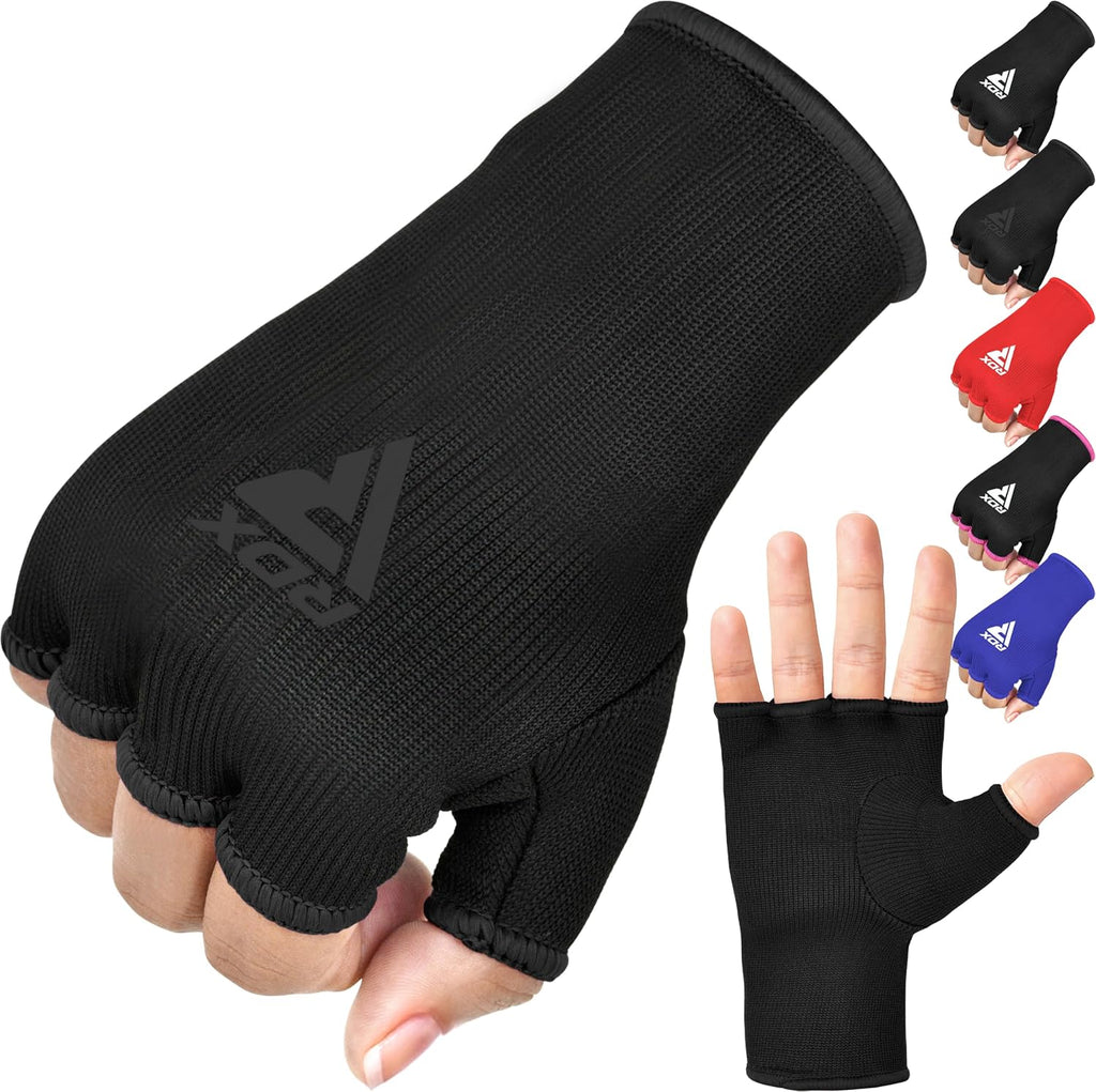 Boxing Hand Wraps Inner Gloves Men Women, Half Finger Elasticated Bandages, Under Mitts Fist Protection, Muay Thai