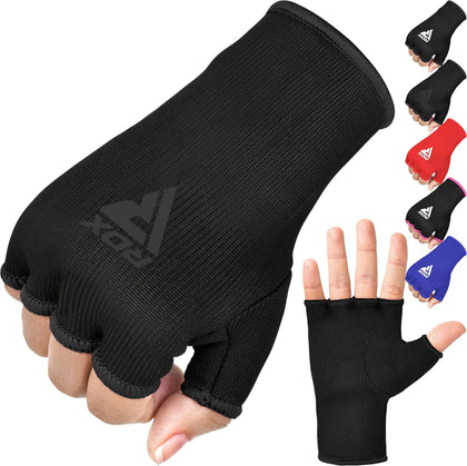Boxing Hand Wraps Inner Gloves Men Women, Half Finger Elasticated Bandages, Under Mitts Fist Protection, Muay Thai