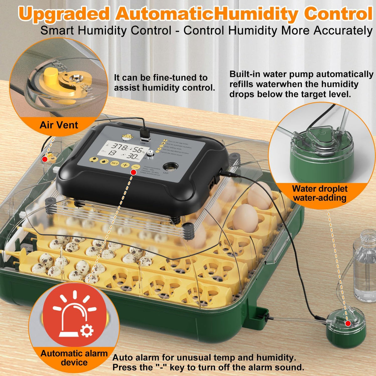 125 Egg Incubator for Hatching Eggs with Automatic Egg Turning, Temperature & Humidity Display, Hatch Day Countdown