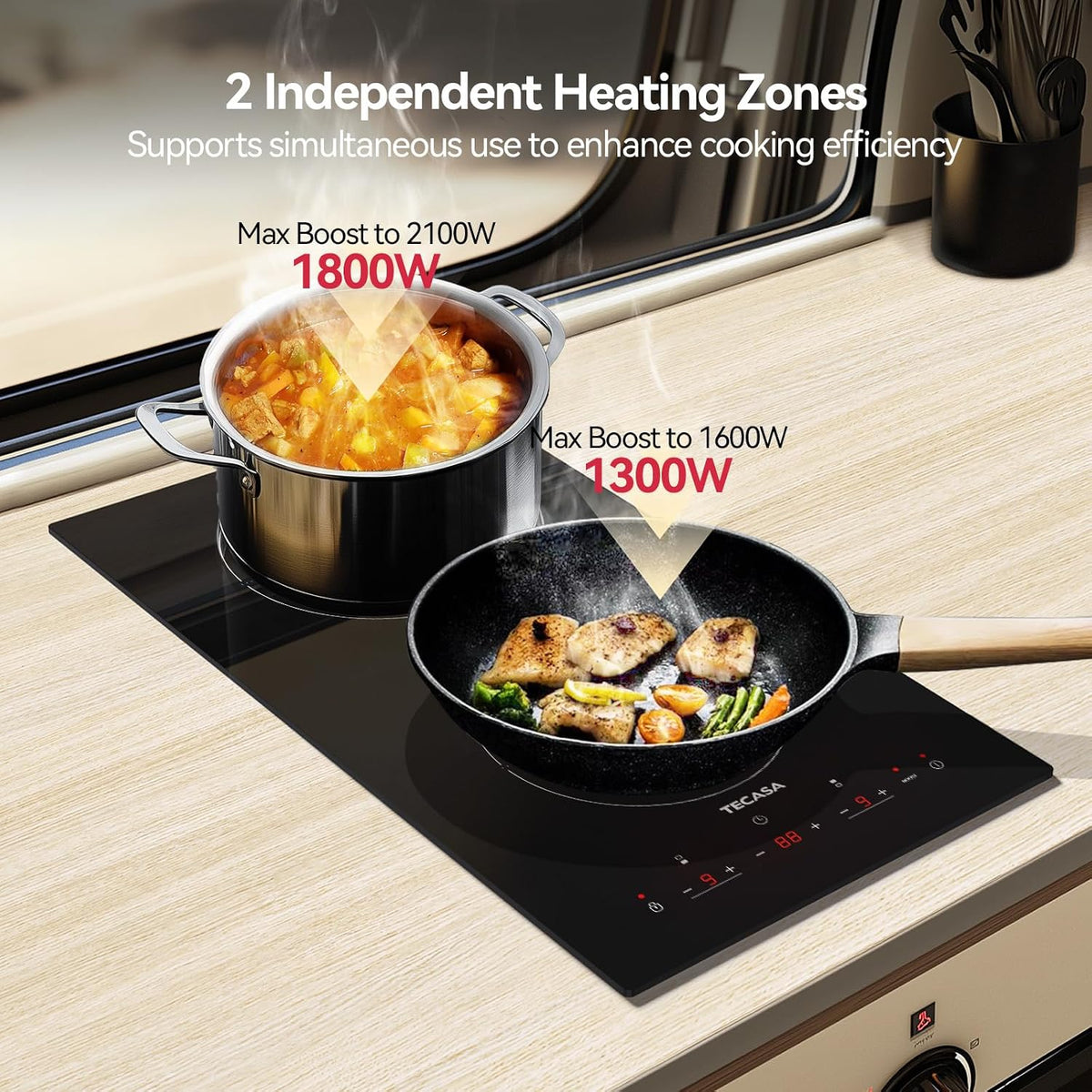 12-Inch Induction Cooktop, 2 Burners, 3,500W