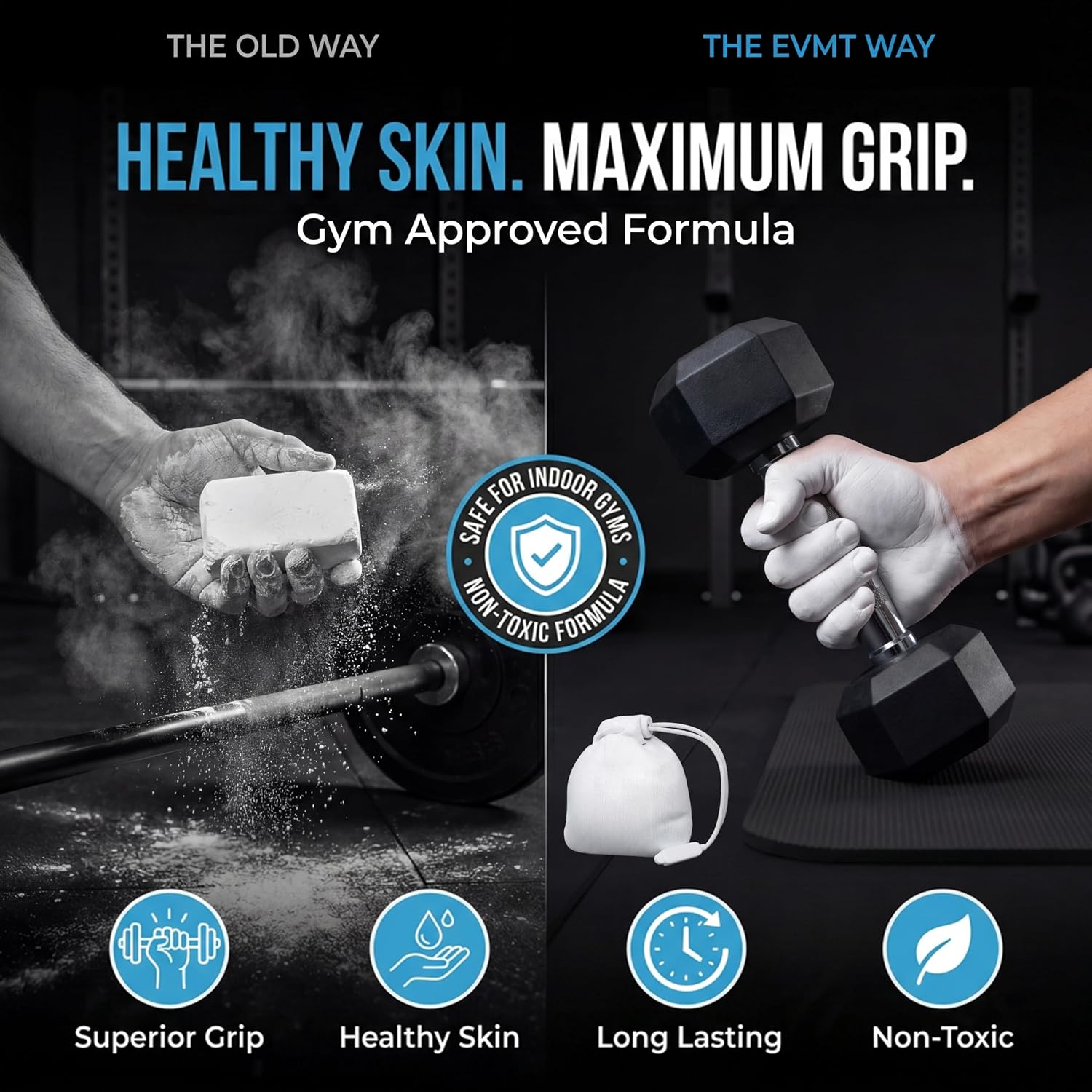 Liquid Chalk, Mess Free Gym Chalk for Weightlifting, Gymnastics, Rock Climbing, Dancing. Sweat Resistant and Long