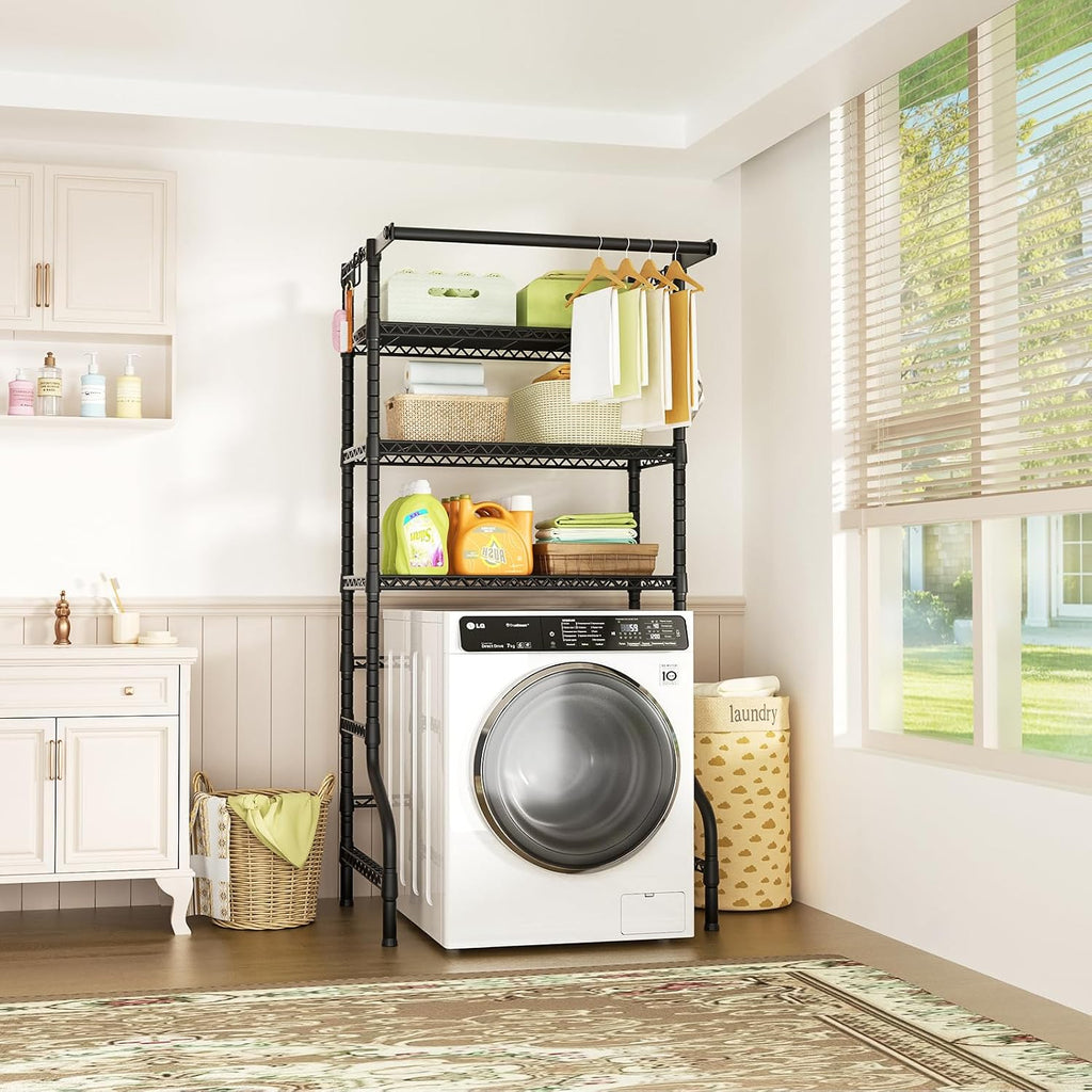 U11 Over Washer and Dryer Shelves, 3 Tiers Laundry Room Storage and Organizer Standing Shelf, Metal Freestanding