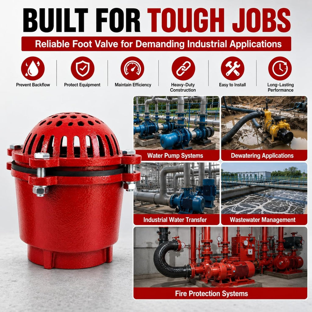 2 Inch Well Pump Foot Valve, Cast Iron NPT Check Valve with Strainer