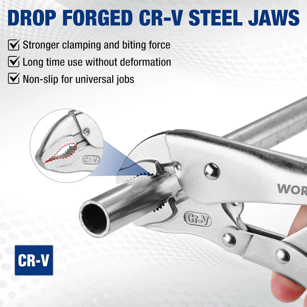 5-Piece Locking Pliers Set, Pliers Tool Set, Vice Grips with Chrome-vanadium Steel, 5/7/10 inch Curved Jaw Pliers