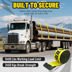Winch Straps with Flat Hooks, 4 Pack, 4" x 30', 16,200 LBS Break Strength