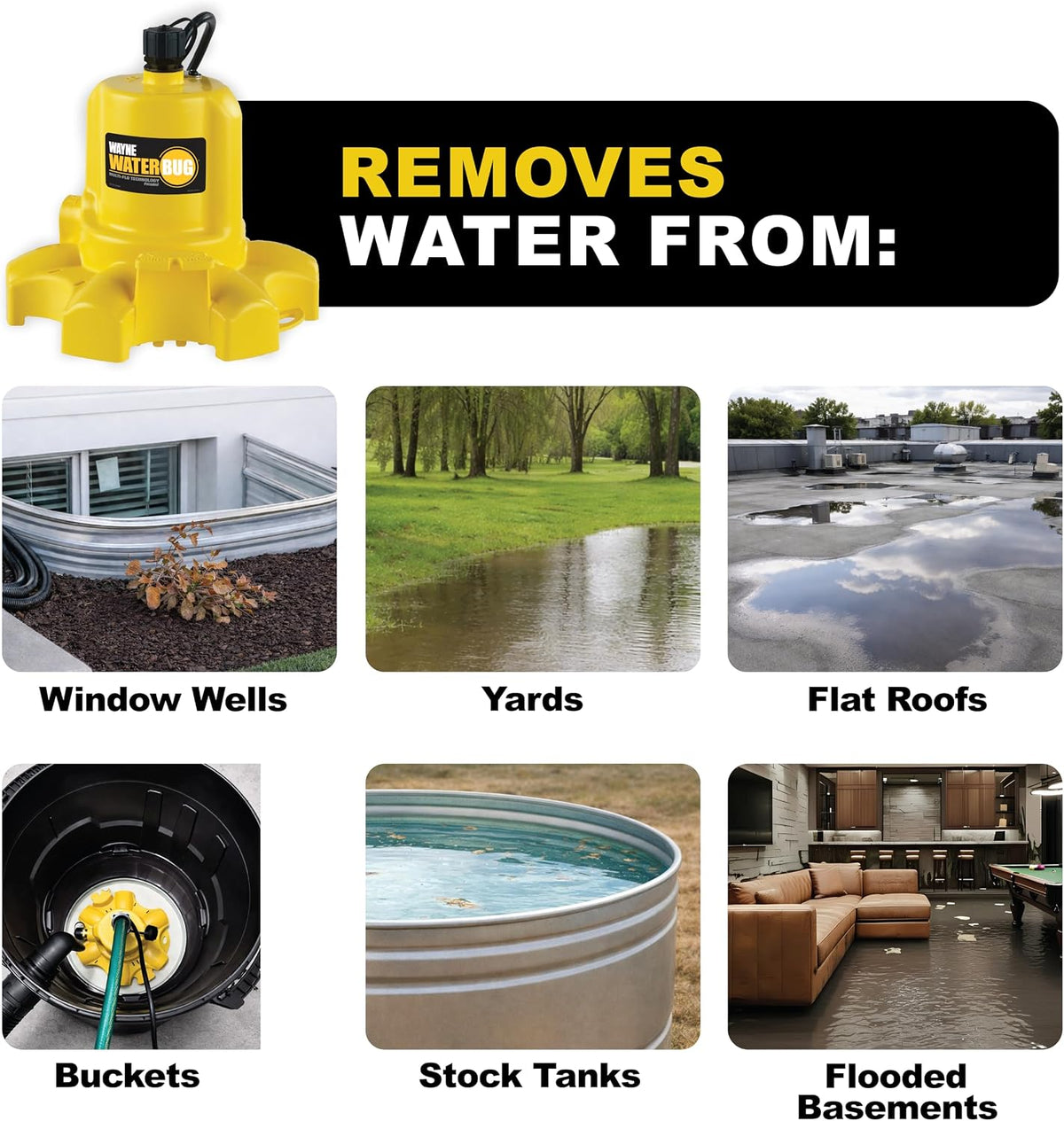 WAYNE WaterBUG Submersible Water Pump for Water Removal