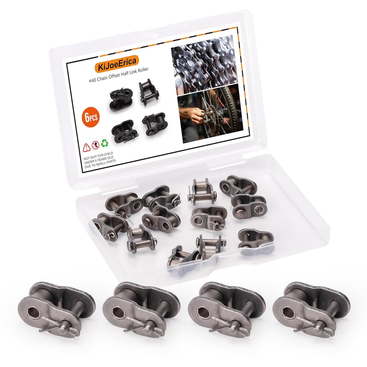 #40 Chain Master Link, 6Pcs 1/2" Pitch Chain Offset Half Link Roller