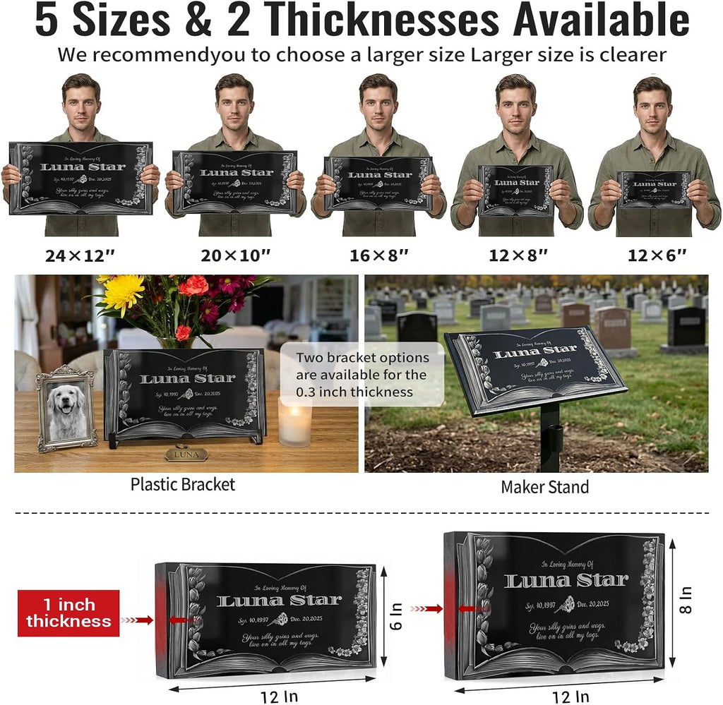 Humans Headstones Grave Markers for Cemetery Memorial 12x6 In Personalized