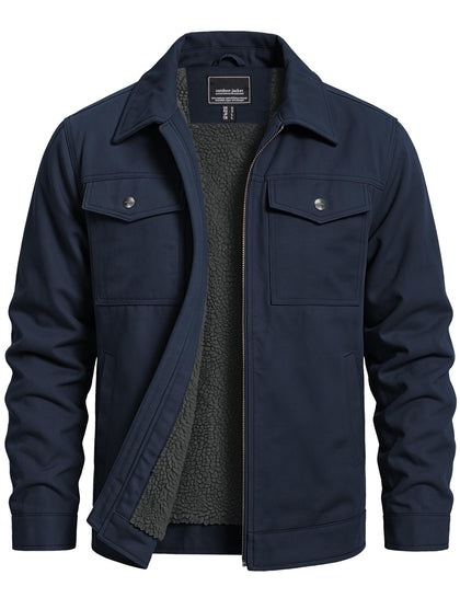 Men's Winter Work Jacket Sherpa Lined Duck Canvas Waterproof Coat