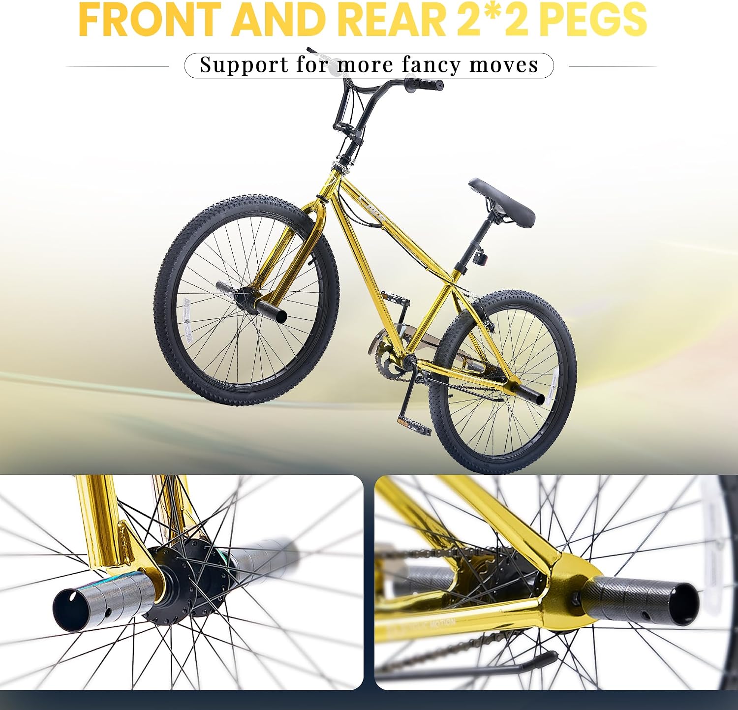 BMX Bike, 20 24 inch Kids Bike, Bikes for Kids 6-14, Boys & Girls Bike with 4 Pegs, High-Carbon Steel BMX Frame, 360