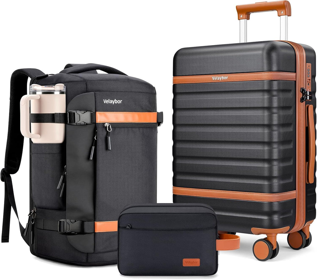 Luggage Sets 3 Piece with Spinner Wheels, Lightweight PC Hardside Suitcase with TSA Lock & YKK Zippers, 20 Inch Carry