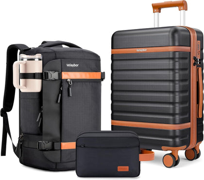 Luggage Sets 3 Piece with Spinner Wheels, Lightweight PC Hardside Suitcase with TSA Lock & YKK Zippers, 20 Inch Carry