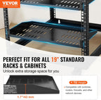 VEVOR 2PCS 1U Server Rack Shelf, Universal Vented Rack Mount Cantilever Tray for 19 inch Network Equipment Rack & Cabinet, 10" Deep Rack Mount Shelf, Weight Capacity 50 lbs Wall Mount Rack Shelf