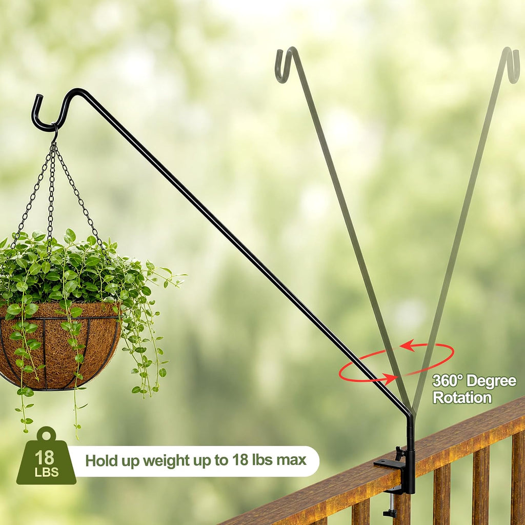 Heavy Duty Extensible Deck Hook - Adjustable for Hanging Bird Feeders, Plants, Wind Chimes, Lanterns