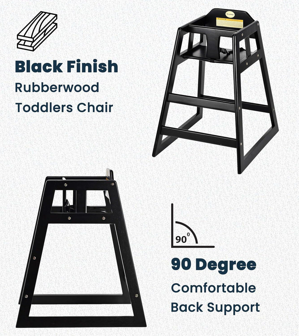 Wooden High Chairs for Babies and Toddlers with Safety Strap, Commercial Grade Restaurant High Chair, Durable Wood