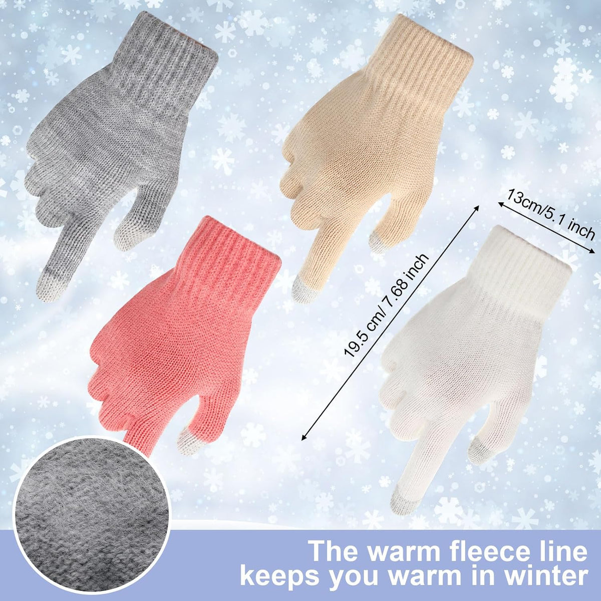 12 Pieces Kids Winter Hat Glove Scarf Sets Thick Fleece Knitted Beanie Touchscreen Warmer Gaiter for Boys and Girls