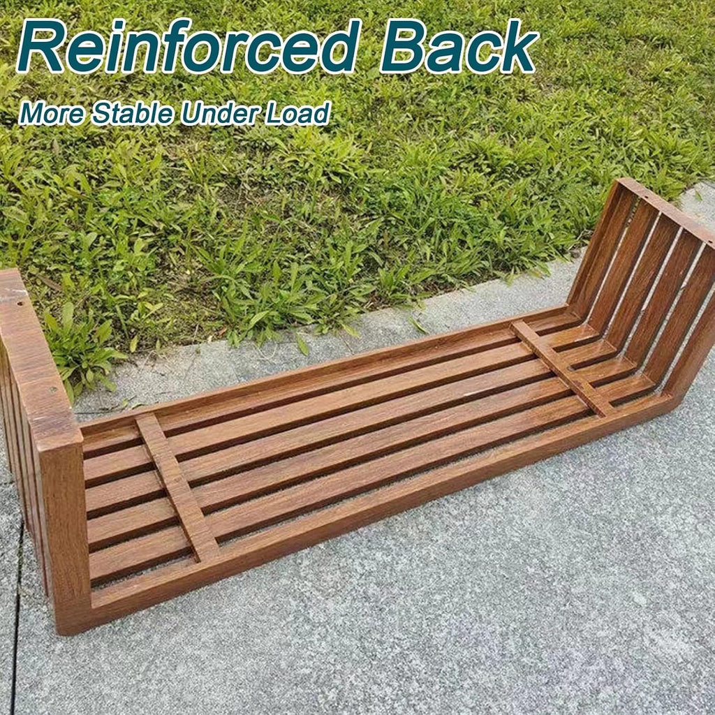 Outdoor Garden Bench, Galvanized Steel Park Patio Bench with Backless, Imitation Wood Grain Slatted Seat for Yard