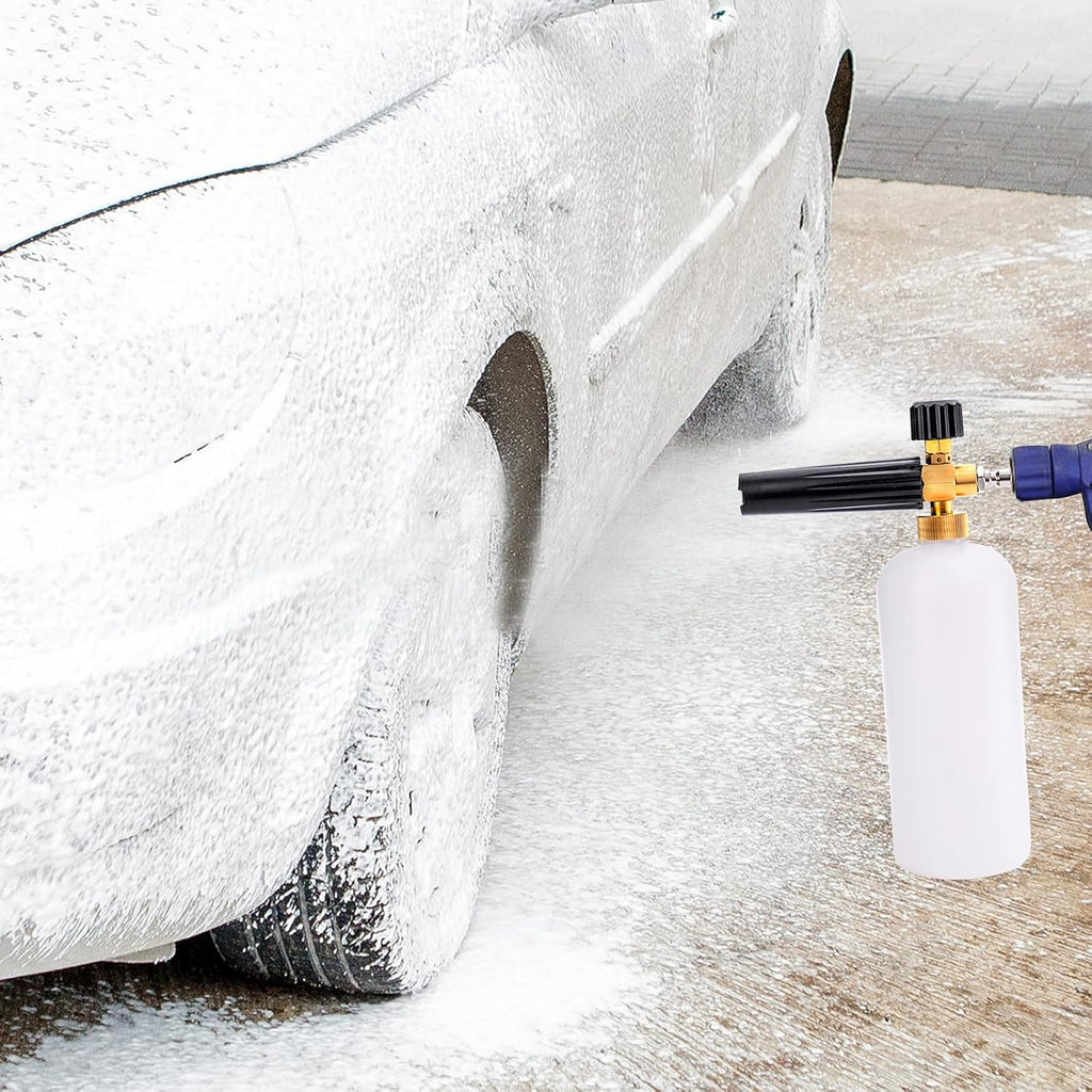 Foam Cannon, Car Wash Pressure Washer Jet Wash 1/4" Quick Connector Adjustable Snow Foam Lance Foam Blaster, 1 Liter