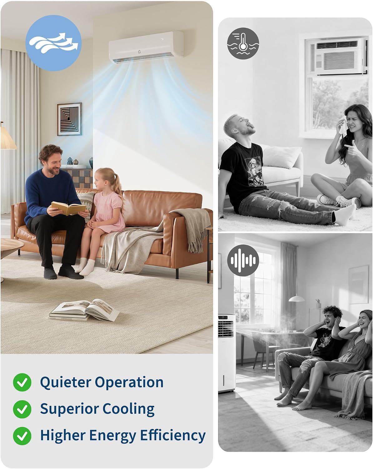 12000 BTU Mini Split Heat Pump AC, 19 SEER2 Inverter Ductless Wall-Mount Air Conditioner & Heater, 6-in-1 Modes