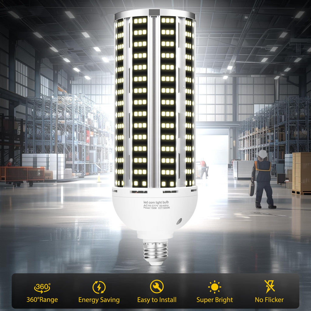 150W 4 pack LED Corn Light Bulb(1500W Equivalent ) ,Commercial Grade DayLight 5000K E26/E39 22900LM Medium Mogul Base
