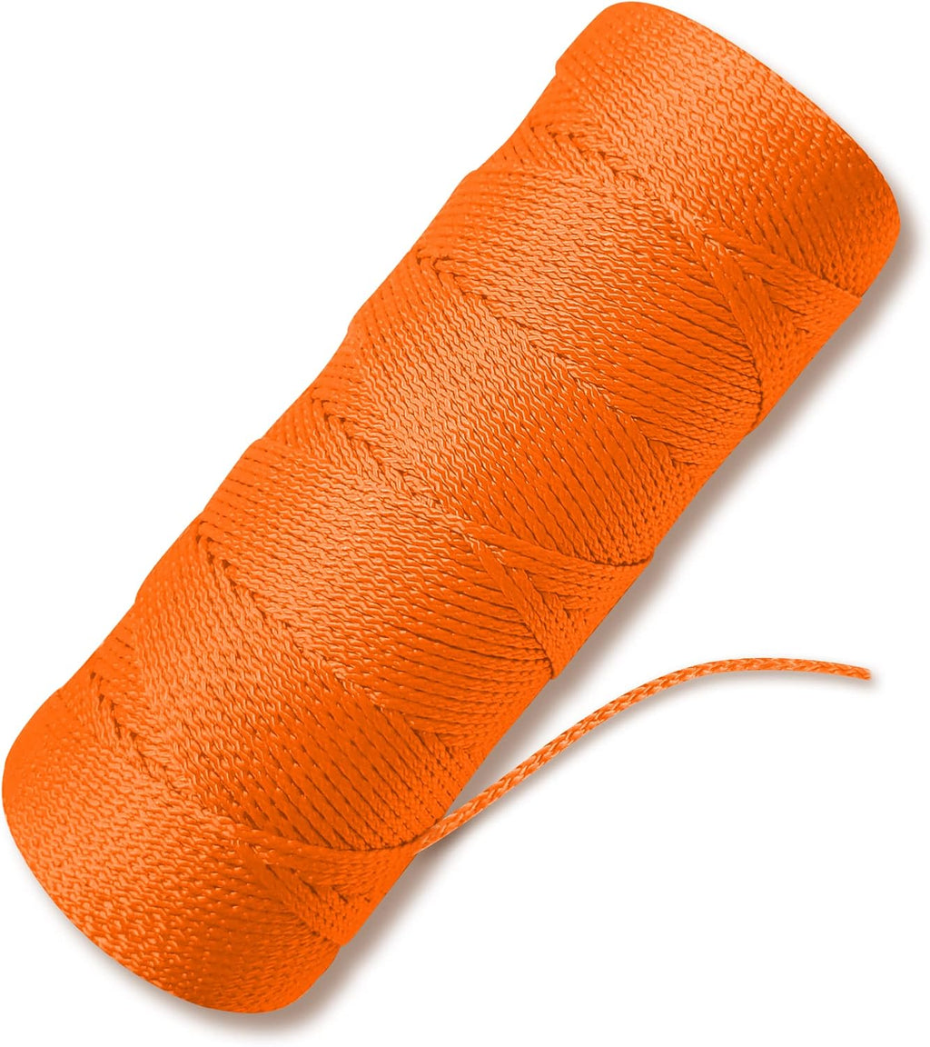 Orange Mason Line String Line - #18 Braided Nylon String - 250 Ft Length - Nylon Twine for Gardening Or Masonry Tools