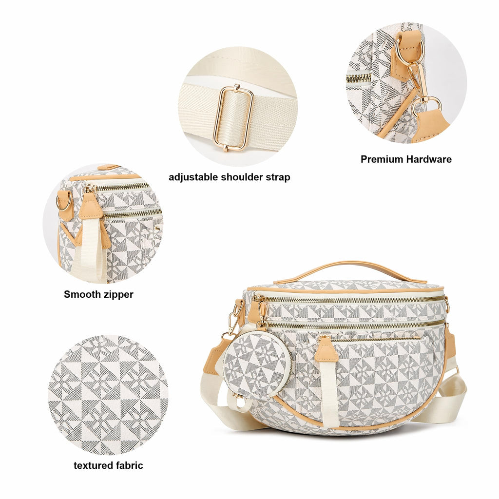 Checkered Crossbody Bag Bum Bag for Women with Pouch