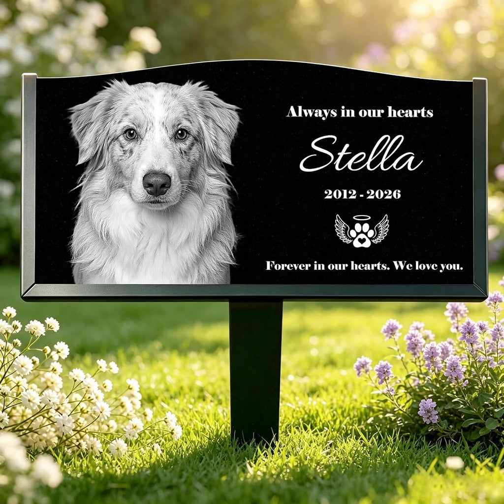 Personalized Pet Memorial Stone, Custom Granite Grave Marker for Dogs Cats