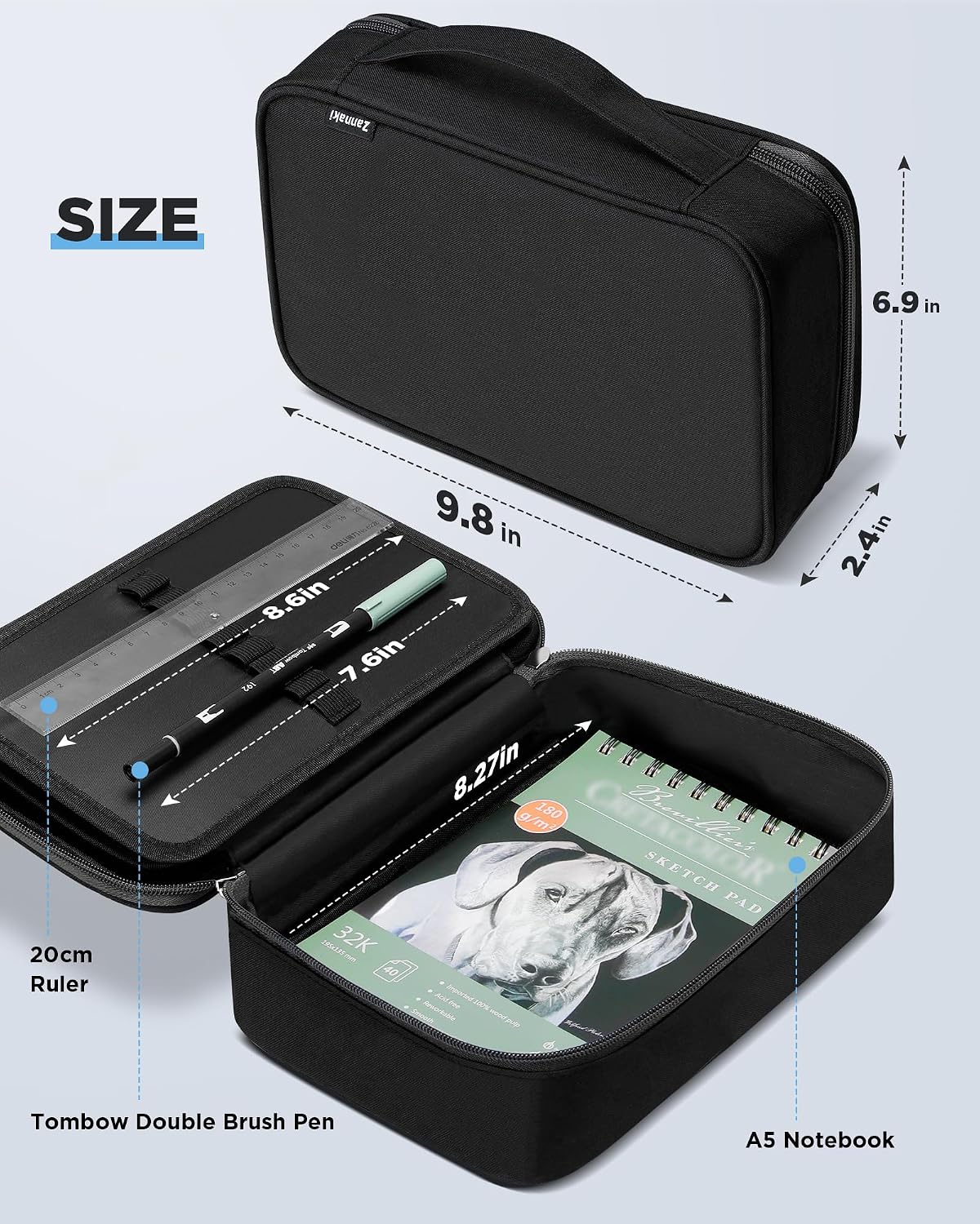 Big Capacity Storage Pouch Marker Pen Pencil Case Simple Stationery Bag Box Art Tool & Sketch Storage Boxes for