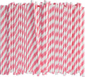 7.75" Pink and White Striped Paper Drinking Straws Bulk 1000 Ct