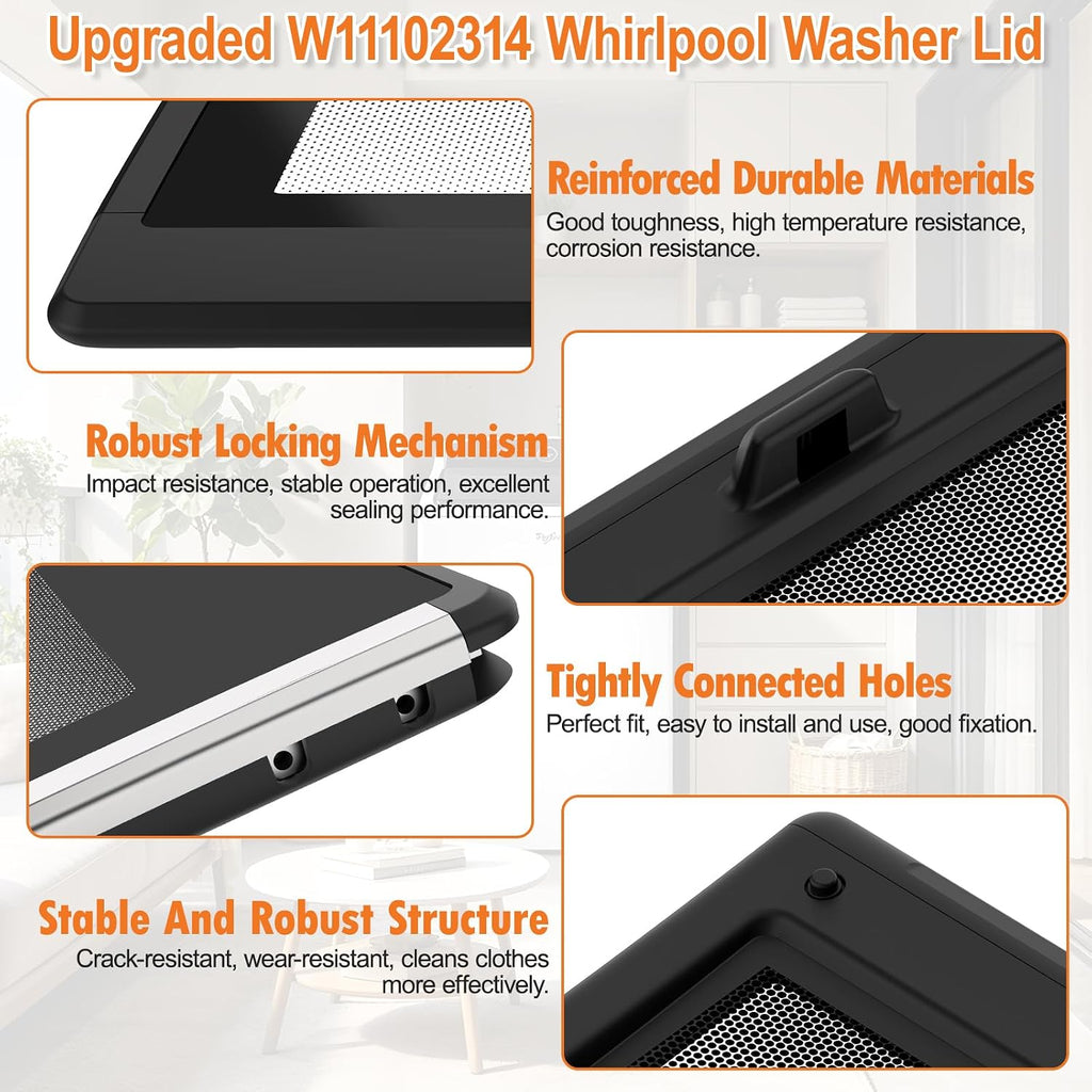 Cabrio Washer Lid WTW8500DC5 For Whirlpool Lid W11102314 WTW8500DC Parts