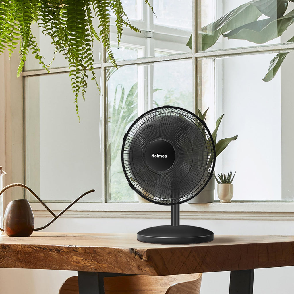 12" Oscillating Table Fan 3-Speed Adjustable 15° Tilt Quiet