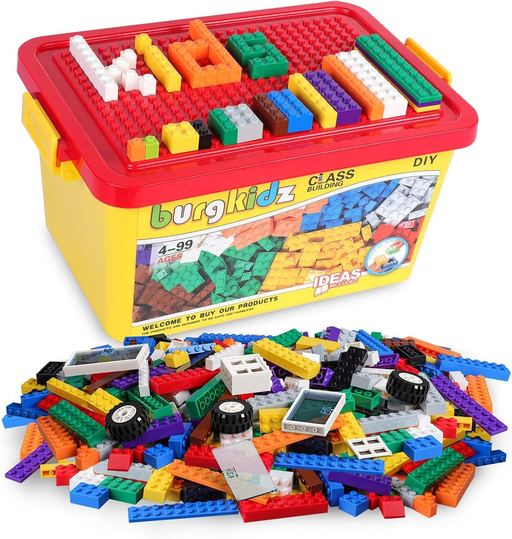Building Blocks Set with Storage Box and Lid Baseplate: 568 Pieces Classic Bricks Compatible with Major Brands