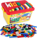 Building Blocks Set with Storage Box and Lid Baseplate: 568 Pieces Classic Bricks Compatible with Major Brands