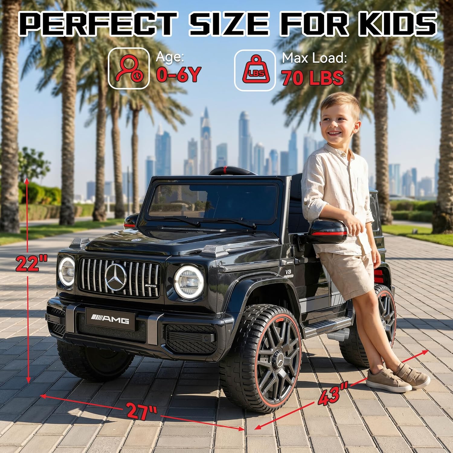 Mercedes-Benz G63 Kids Ride On Car, 12V Toddler Electric Car with Remote | Licensed Mercedes G Wagon, parental remote