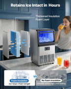 Commercial Ice Maker Machine, 80 lbs/24h with 6.8-13 lbs Storage Capacity, Countertop/Freestanding/Under Counter
