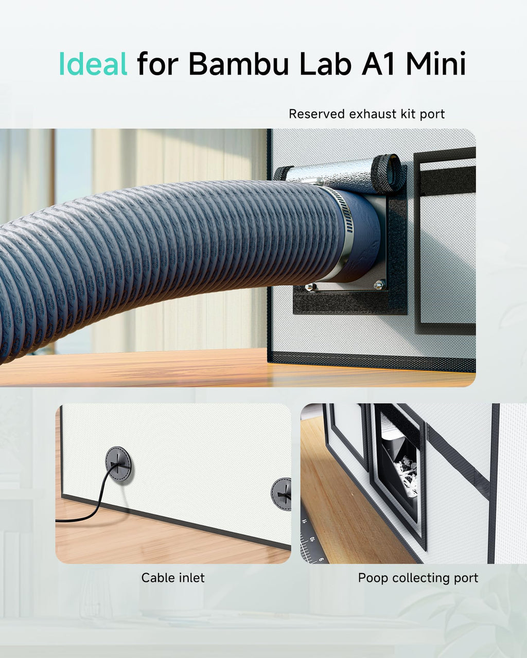 3D Printer Enclosure for Bambu Lab A1 Mini Combo with LED Light