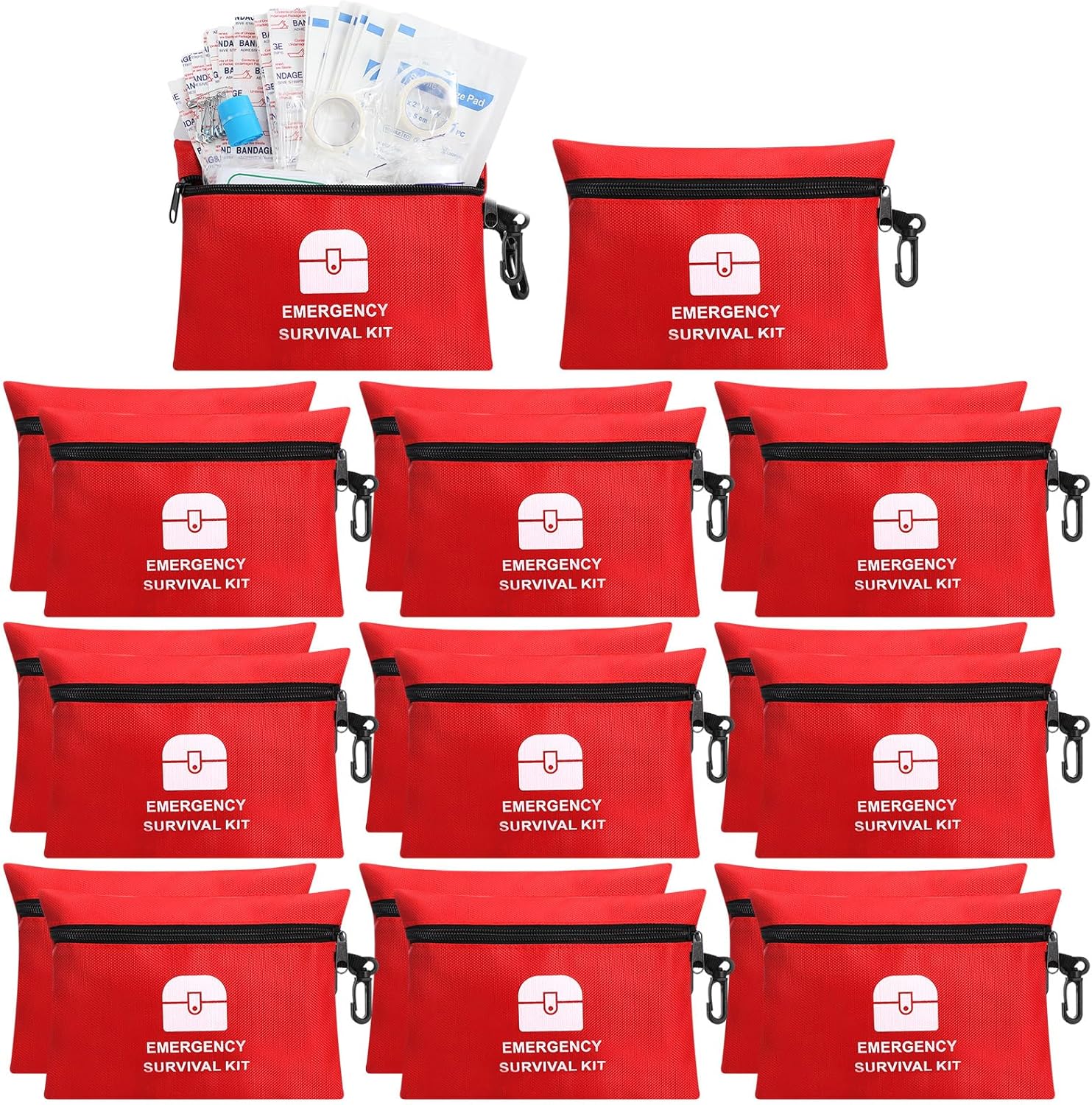 20 Bags Small First Aid Kits Bulk Mini Travel Size Emergency Individual Zipper Pouch Self Care Package Supplies for