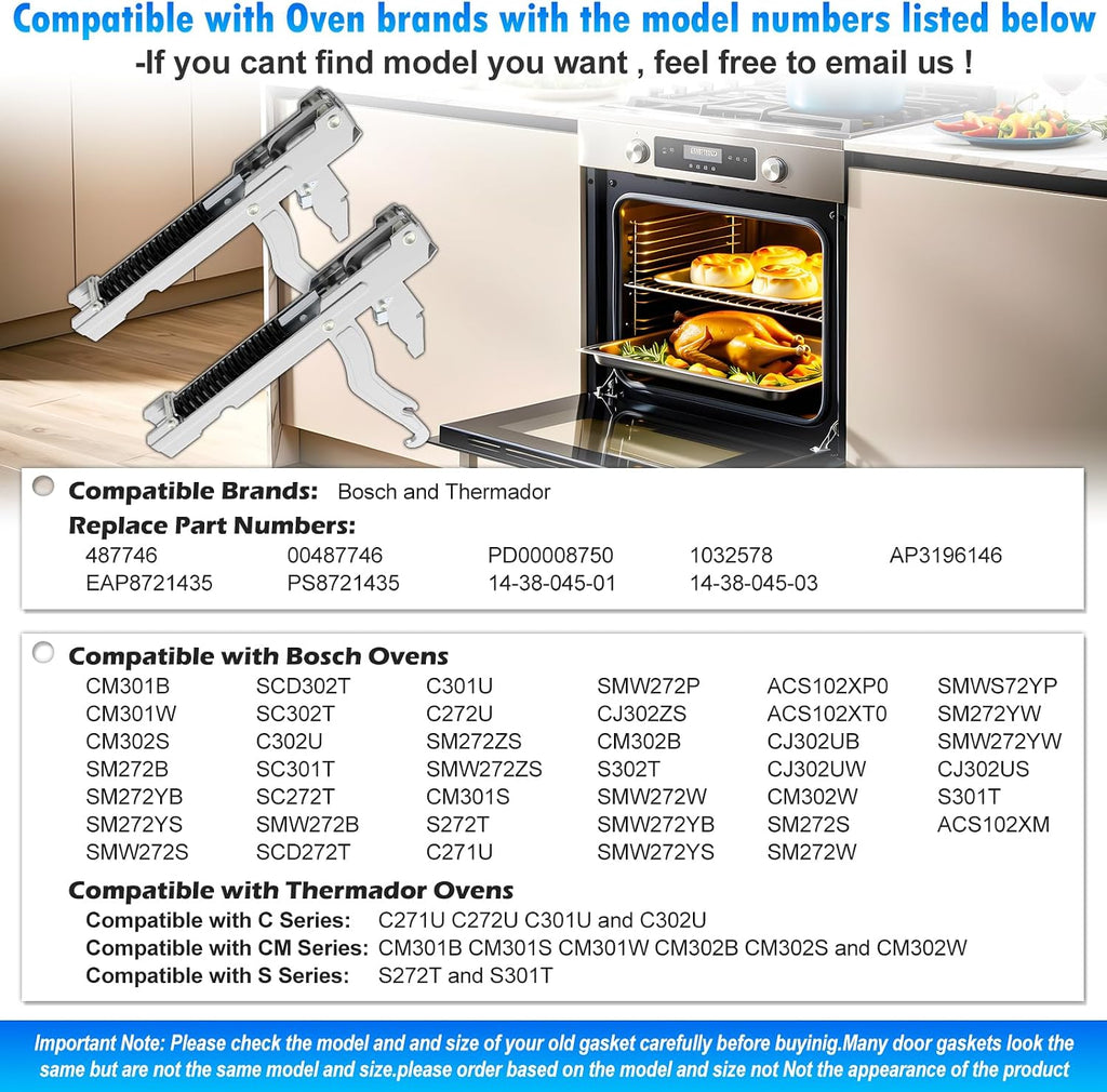 2Pack Compatible with Thermador 00487746 487746 Oven Door Hinges