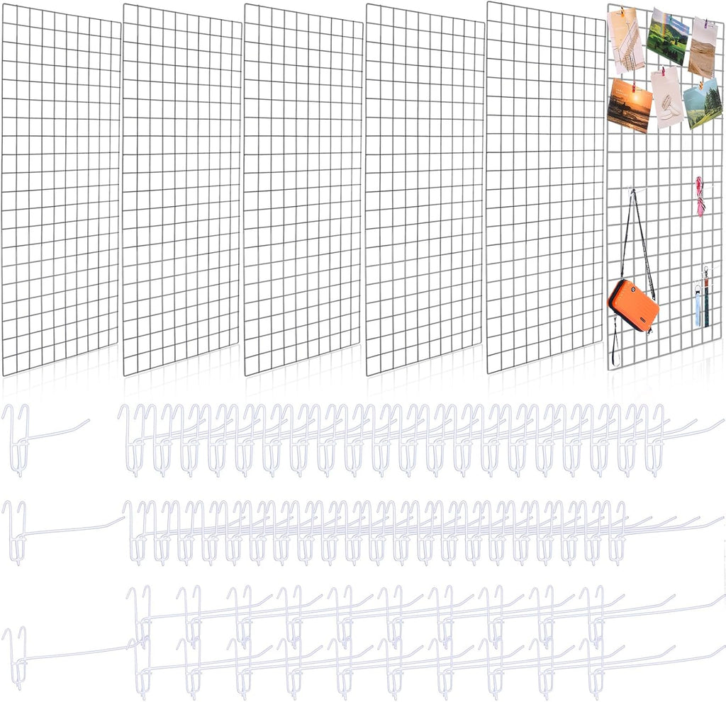 6 Pcs Commercial Grade Gridwall Panels for Display, Heavy Duty Wire Grid wall Display Rack Metal wall Mount Grid with