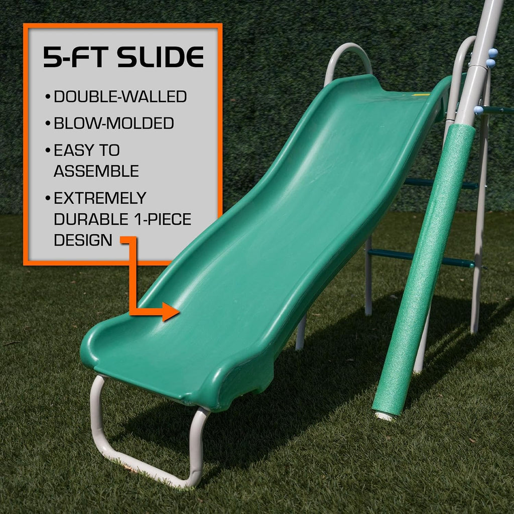 The Swing Company 600LBS Yonkers Metal Swing Set, Outdoor Backyard Playset Kids Aged 3-8 with 2 Swings, Glide Ride