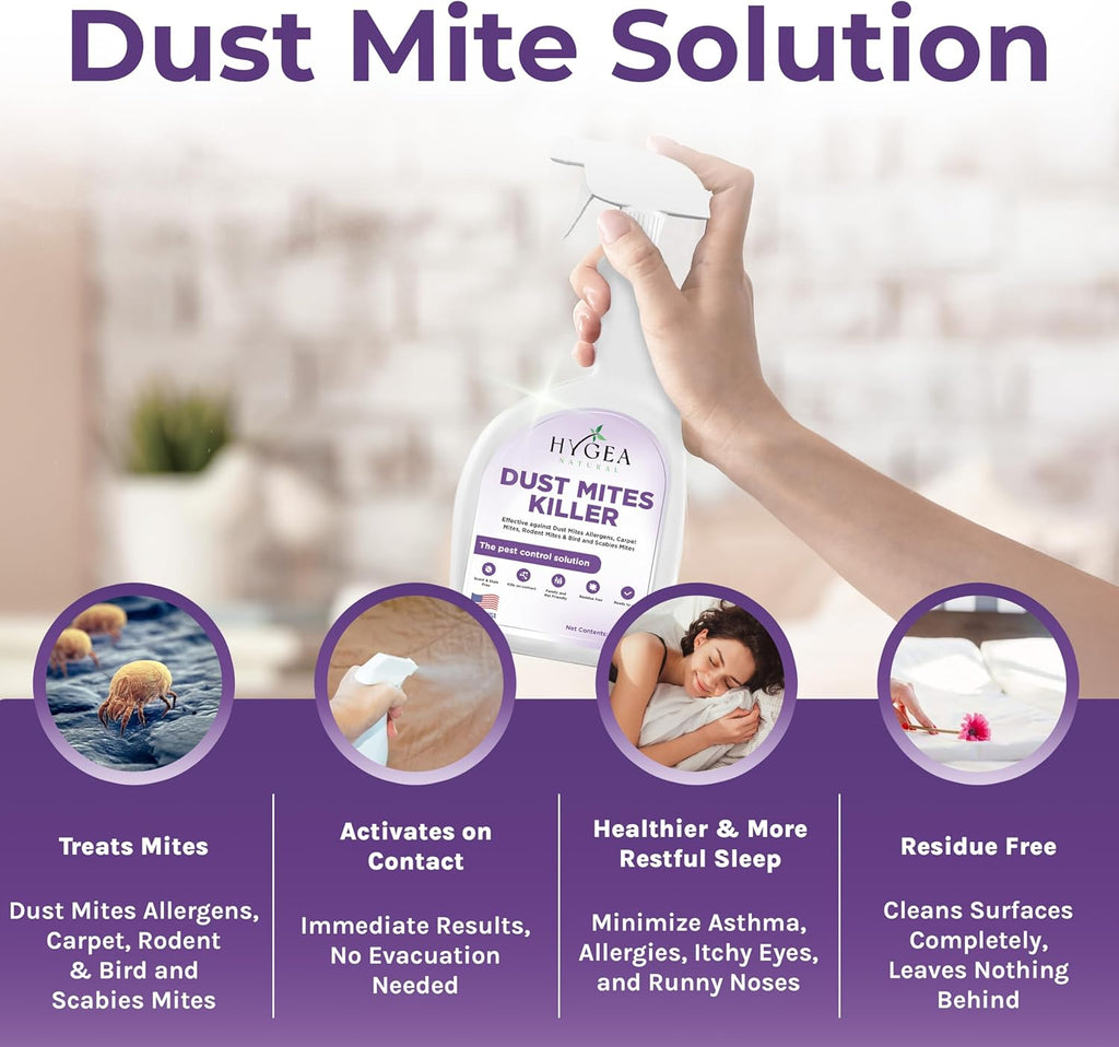 Dust Mite Killer Spray 24 oz Unscented | Eliminates Dust Carpet Rodent Bird & Scabies Mites | Child & Pet Friendly |