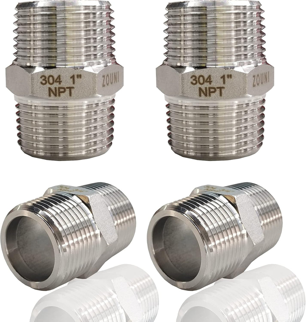 4PCS Hex Nipple 1" x 1" NPT Male Pipe Fittings