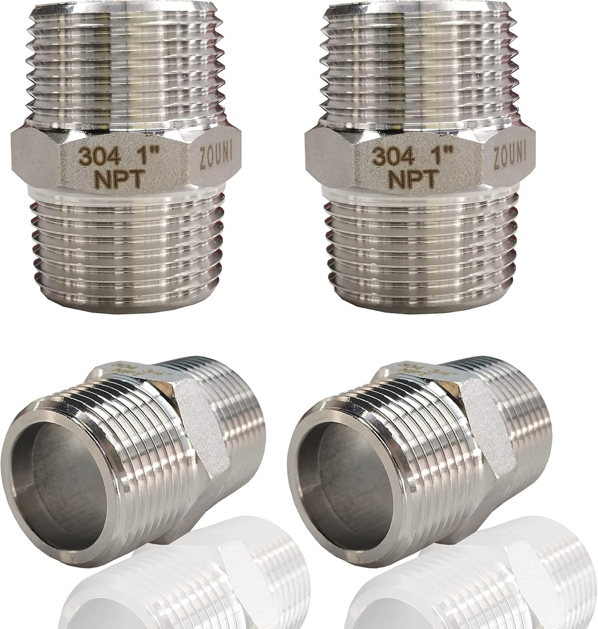 4PCS Hex Nipple 1" x 1" NPT Male Pipe Fittings