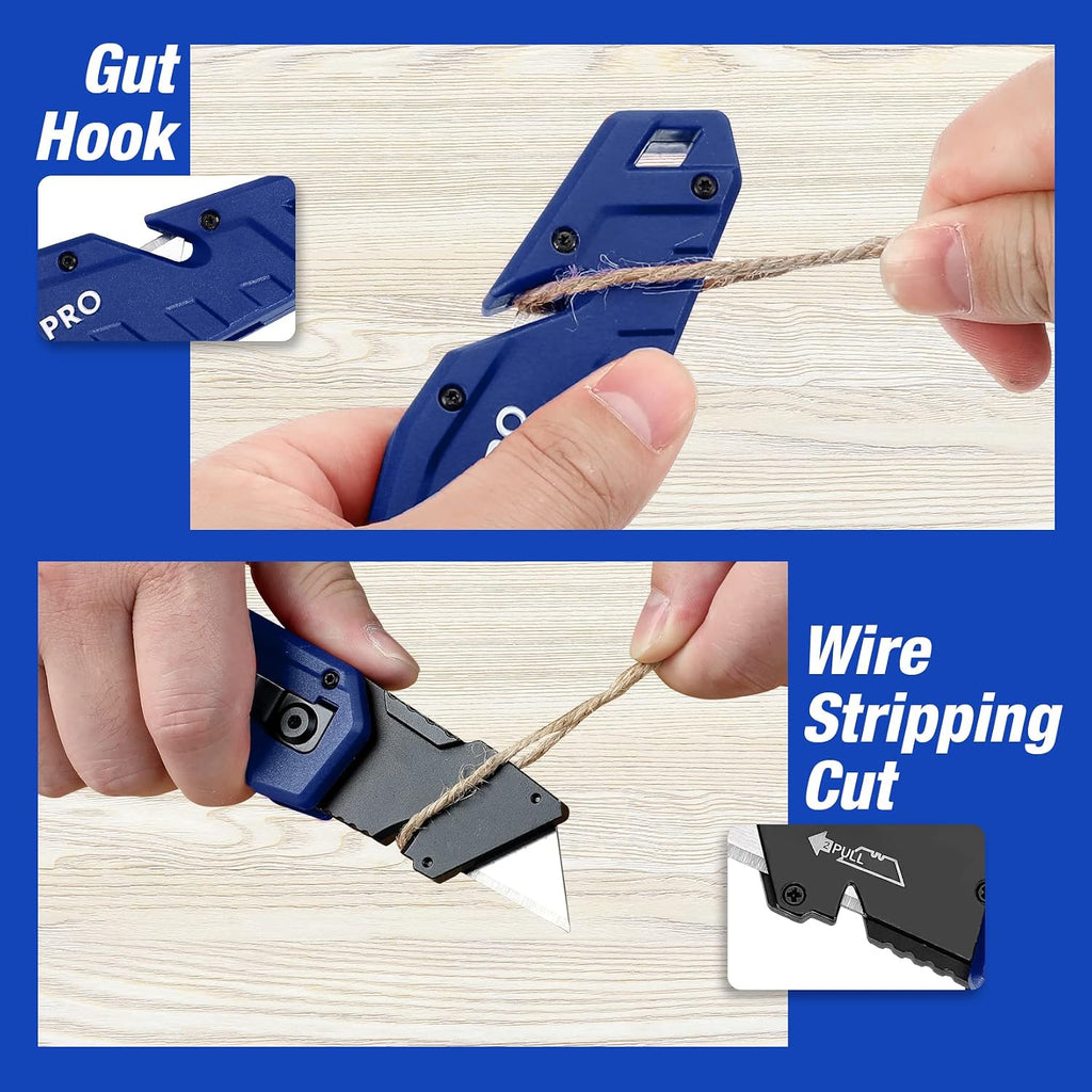 Folding Utility Knife with 10 Blades, Blue