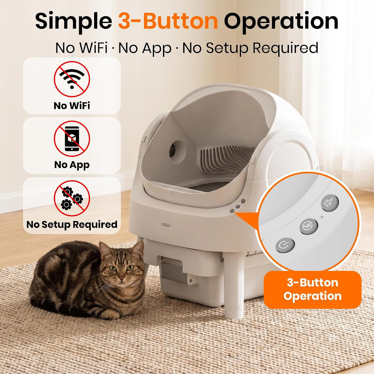 Self Cleaning Litter Box, Self Cleaning Cat Litter Box, Open-Top Design