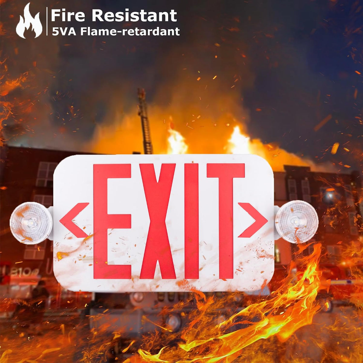LIT-PaTH Exit Sign with Emergency Light, Battery Backup, 2 Pack